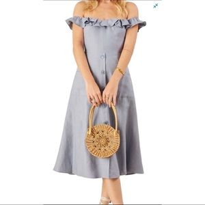 REFORMATION Off The Shoulder Linen Dress